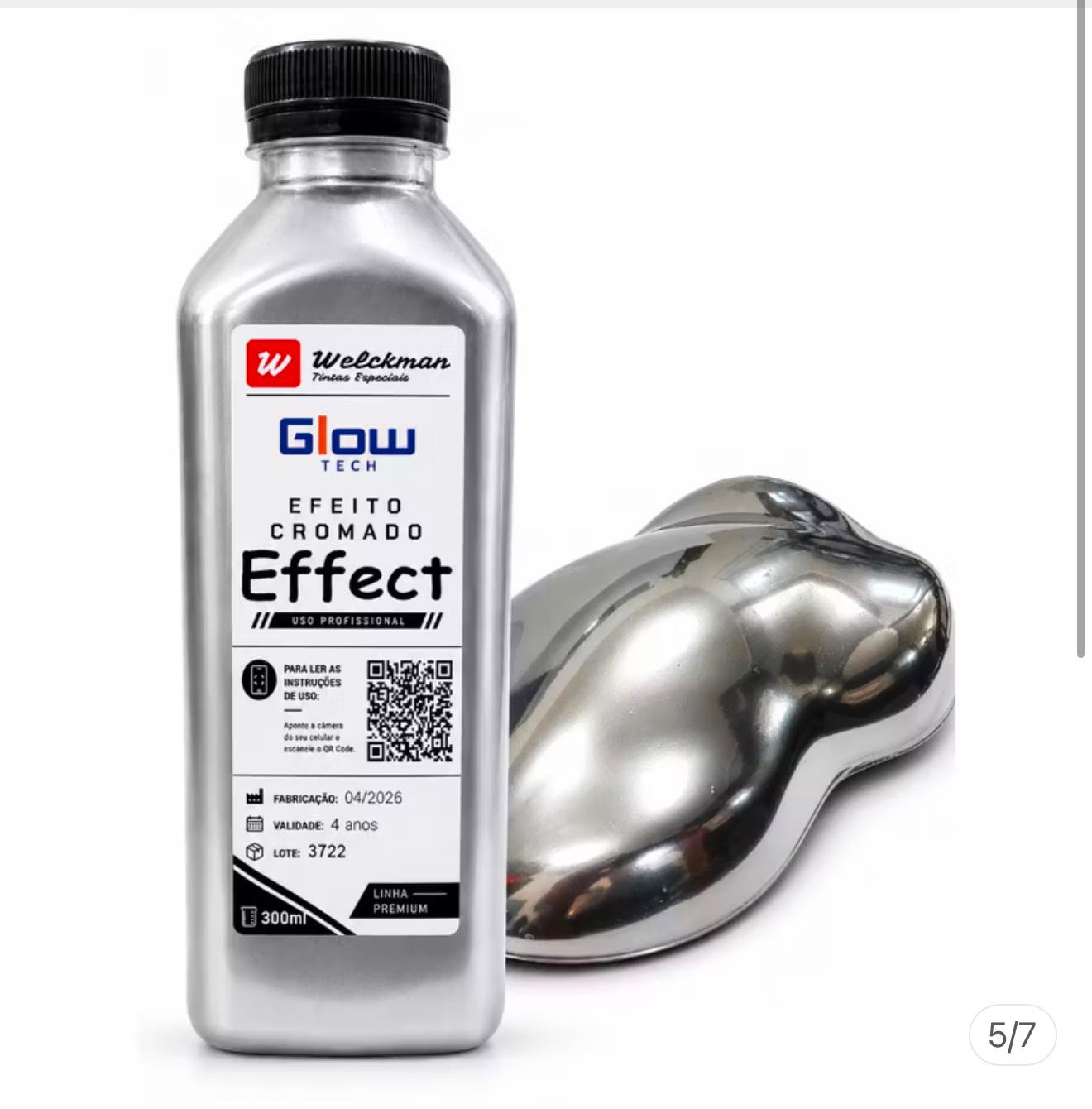 Tinta De Efeito Cromado Automotivo - Efeito Cromo - Pinta Roda, Carro, Farol, Plástico, Madeira - Uso Geral (FRASCO COM 500ML)