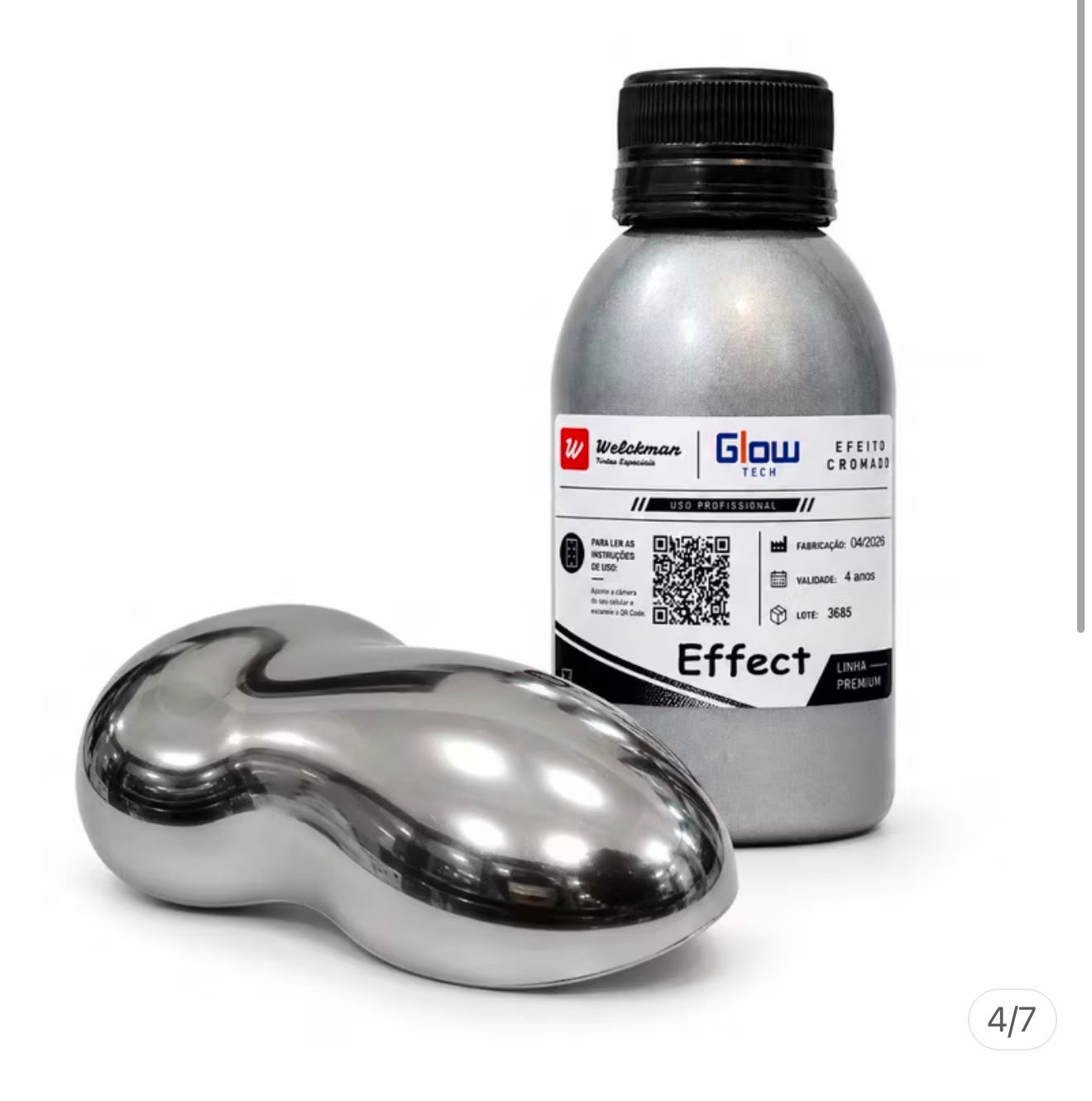 Tinta De Efeito Cromado Automotivo - Efeito Cromo - Pinta Roda, Carro, Farol, Plástico, Madeira - Uso Geral (FRASCO COM 500ML) - Imagem 2