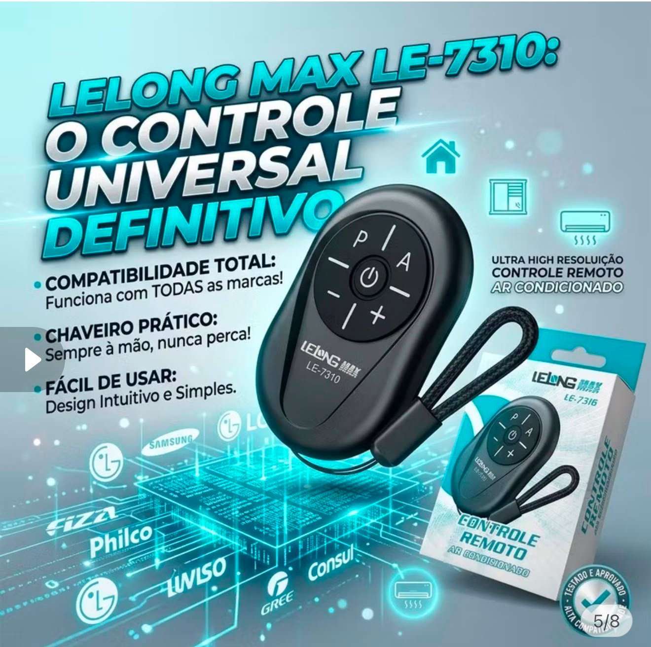 Controle Remoto Ar Condicionado Universal Portátil Diversos - Imagem 2